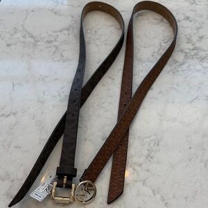 (Brand New) Michael Kors Reversible Brown and Black Belt with Gold Buckle